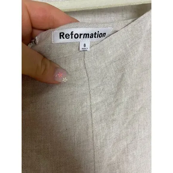 Reformation Scarlett Linen Cream Two Piece Set Size 8 - Picture 14 of 16